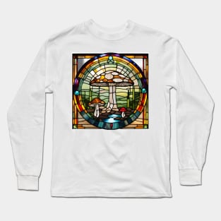 River Rock Mushroom Stained Glass Long Sleeve T-Shirt